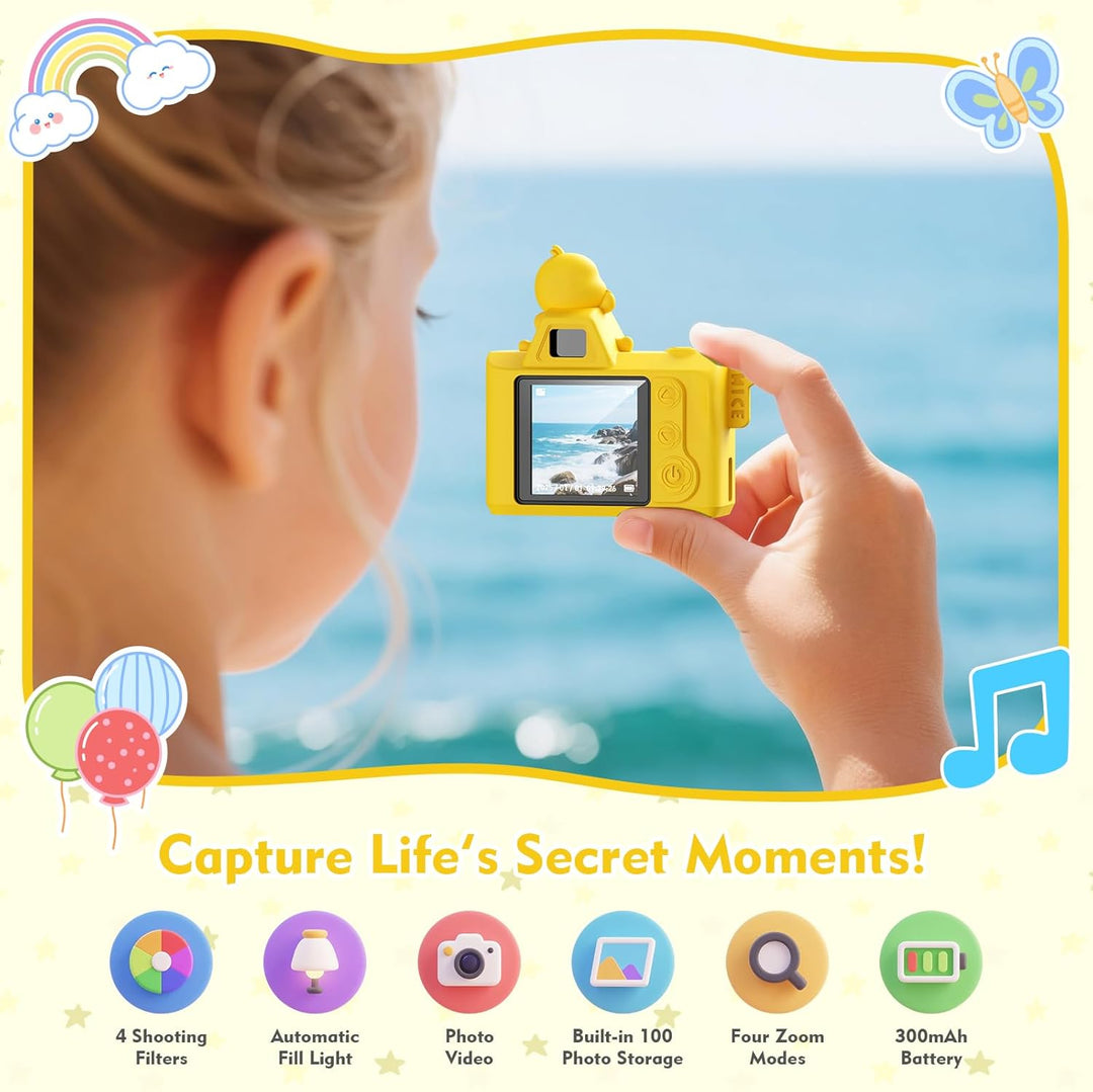 Mini Digitalkamera für Kinder – Maxmango 1,3 Zoll 1080P HD Retro Kamera, 64 GB Süsse Kinder Kamera S