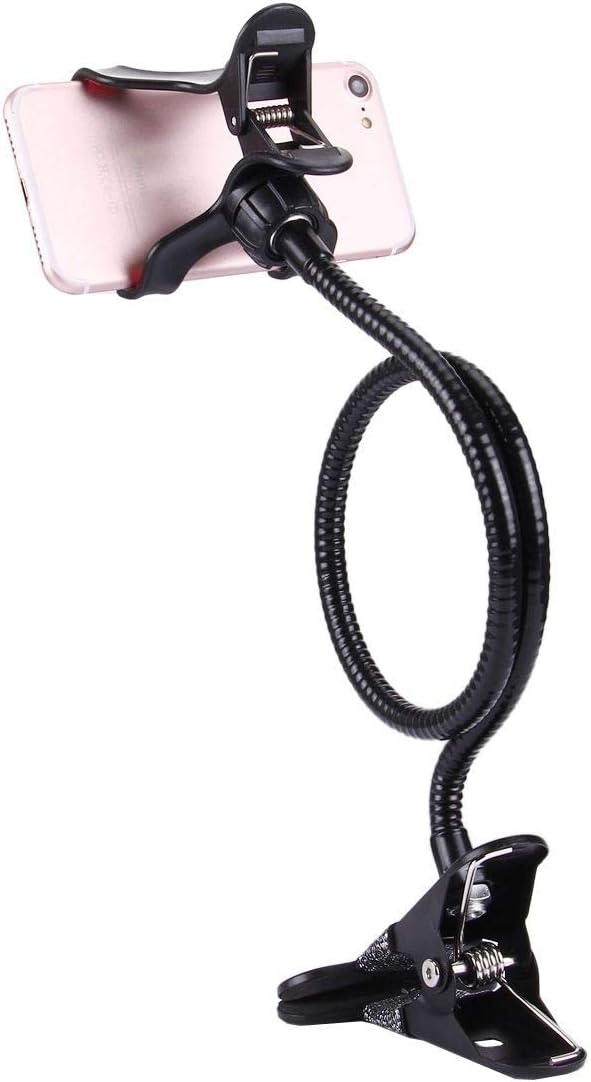 Flexible Metal Long Arm Lazy Bracket Holder with Phone Clamp & Desk Clip. Multi-Function: Desktop, B