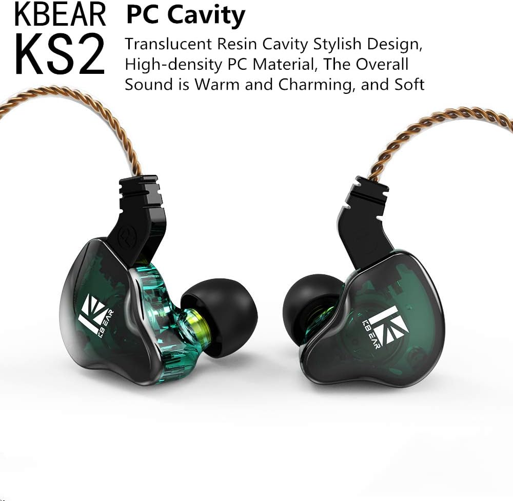 Yinyoo KBEAR KS2 IEM, Stereo Bass In Ear Kopfhörer, HiFi Over Ear Earbud Headset Noise Cancelling Hy