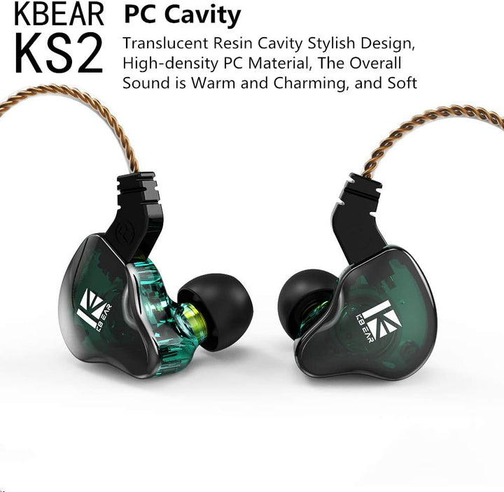 Yinyoo KBEAR KS2 IEM, Stereo Bass In Ear Kopfhörer, HiFi Over Ear Earbud Headset Noise Cancelling Hy