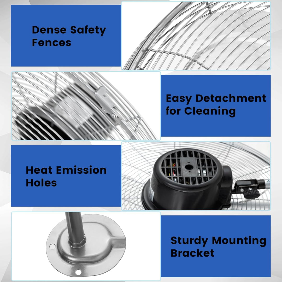 SOARS Wandventilator 120 W, 3 Geschwindigkeiten, vertikaler Winkel von 30 ° und automatisch horizont