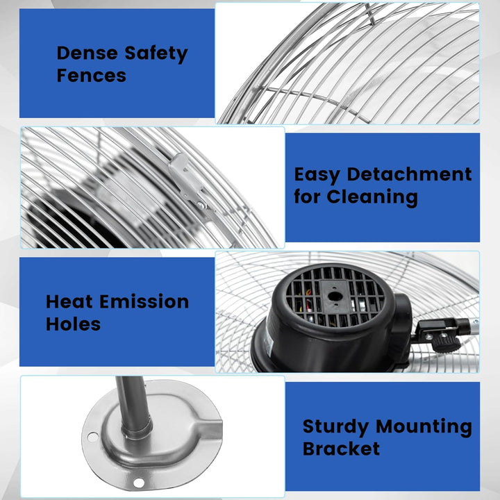 SOARS Wandventilator 120 W, 3 Geschwindigkeiten, vertikaler Winkel von 30 ° und automatisch horizont