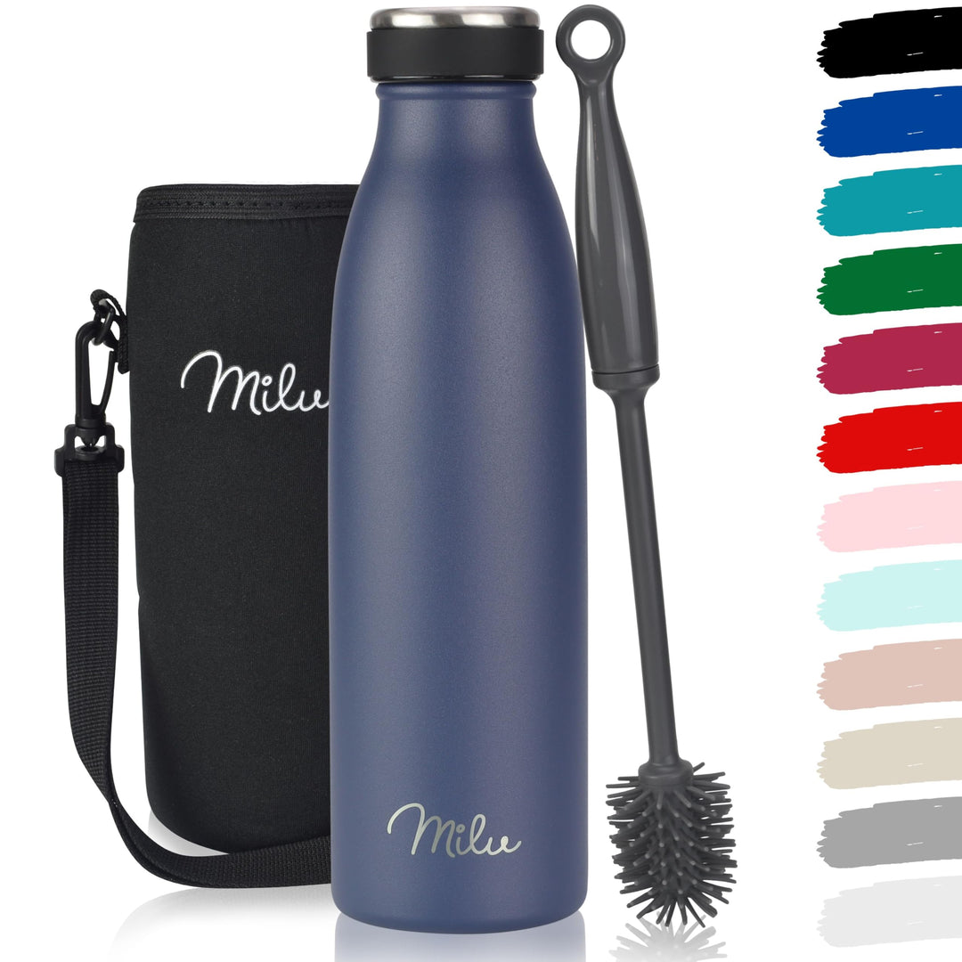 Milu Edelstahl Trinkflasche 350ml 500ml 750ml 1L 1,5L Thermosflasche Isolierte Wasserflasche, Auslau