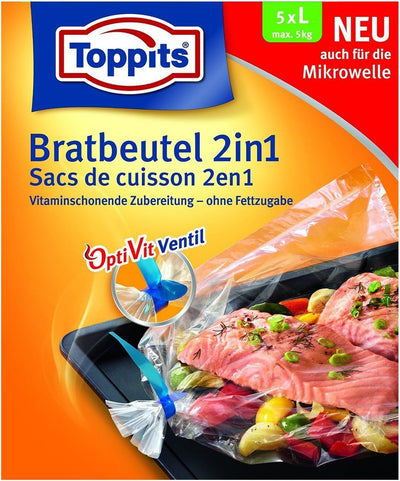 Toppits Bratbeutel 2in1 Large (35 x 43cm), 3er Pack (3 x 5 Beutel)