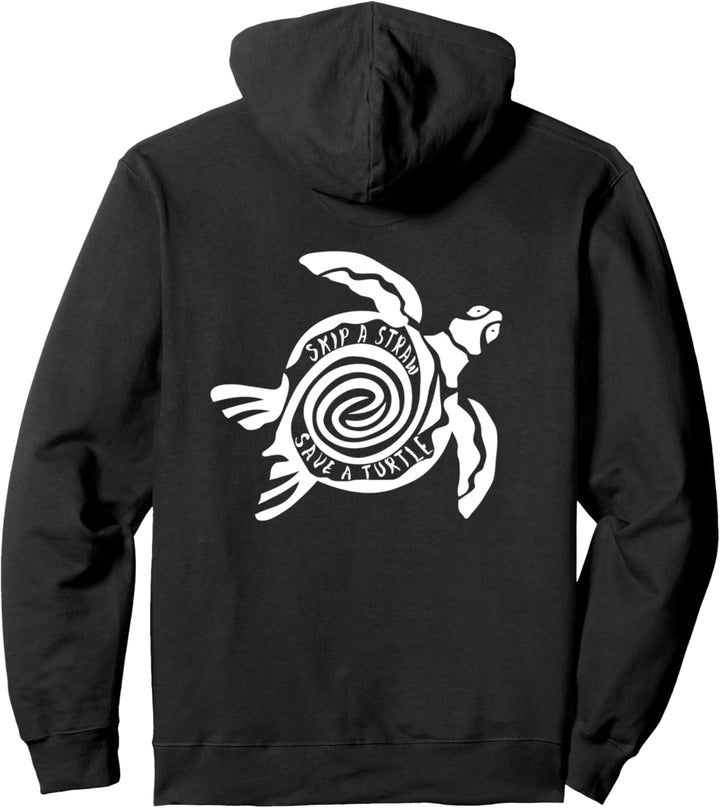 SKIP A STRAW SAVE A TURTLE Schildkröte Umwelt Rückendruck Pullover Hoodie