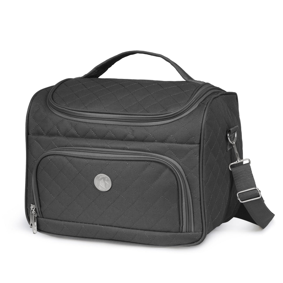 Kosmetiktasche für unterwegs, halbstarr, 25 cm, Kosmetiktasche KINSTON Schwarz, Schwarz