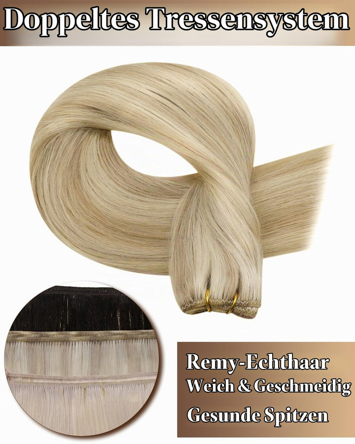 Hetto Extensions Tressen Echthaar Blond Highlight Tressen Extensions Echthaar Remy Extensions Tresse