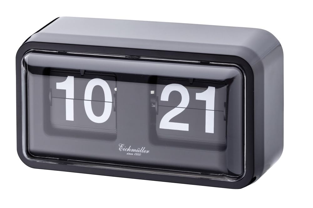 Eichmüller since 1950 Retro Flip Uhr mit Gehäuse - schwarz glänzend