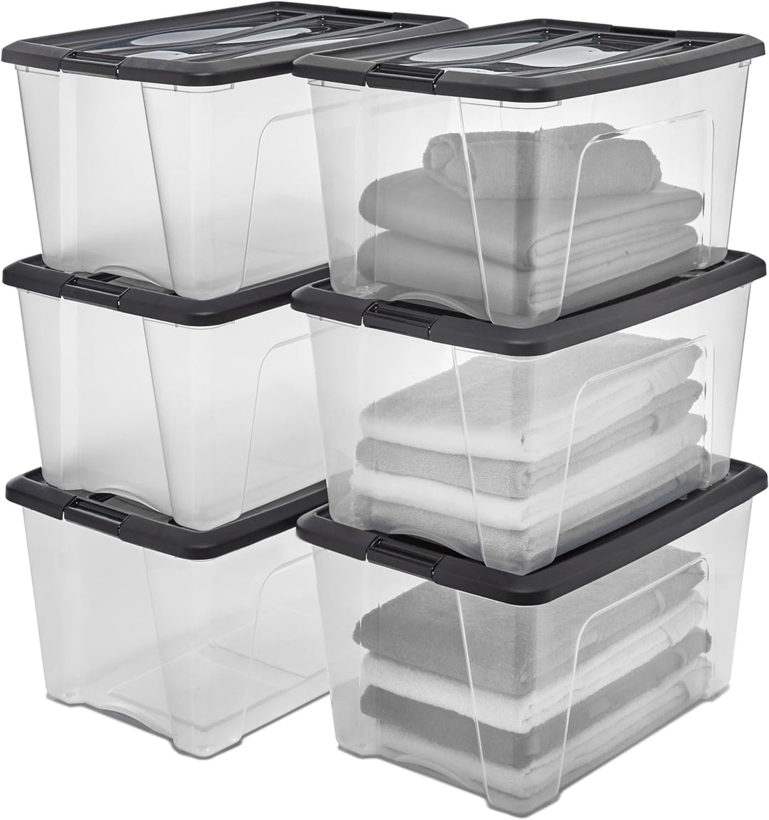 Iris Ohyama, Aufbewahrungsbox aus Kunststoff, 45 l Garagen-Aufbewahrungsbox, 6er-Set, BPA-frei, NTB-