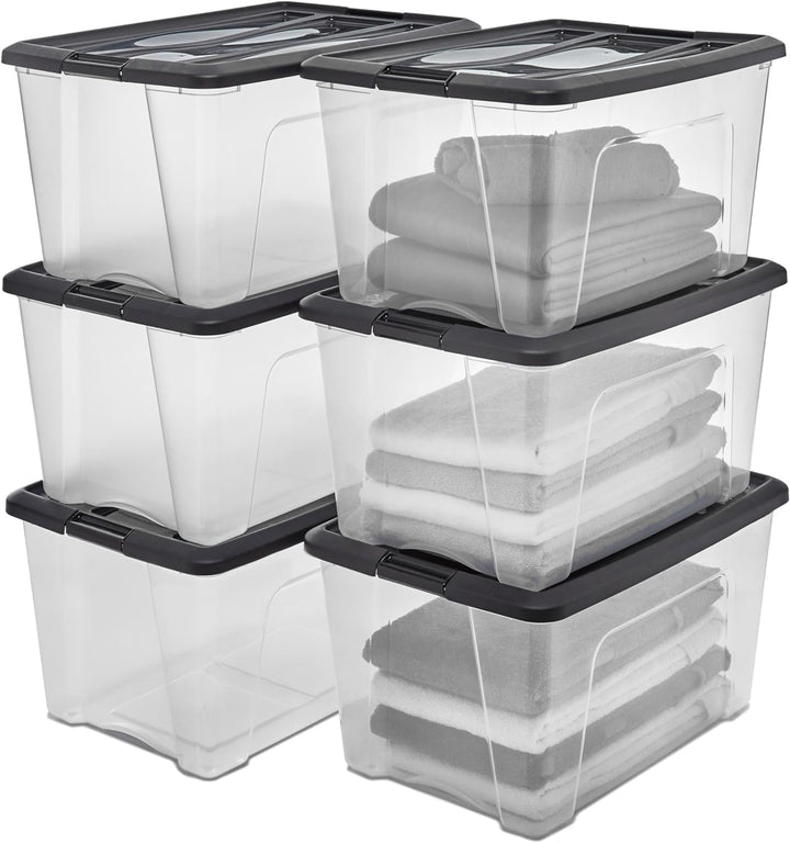 Iris Ohyama, Aufbewahrungsbox aus Kunststoff, 45 l Garagen-Aufbewahrungsbox, 6er-Set, BPA-frei, NTB-
