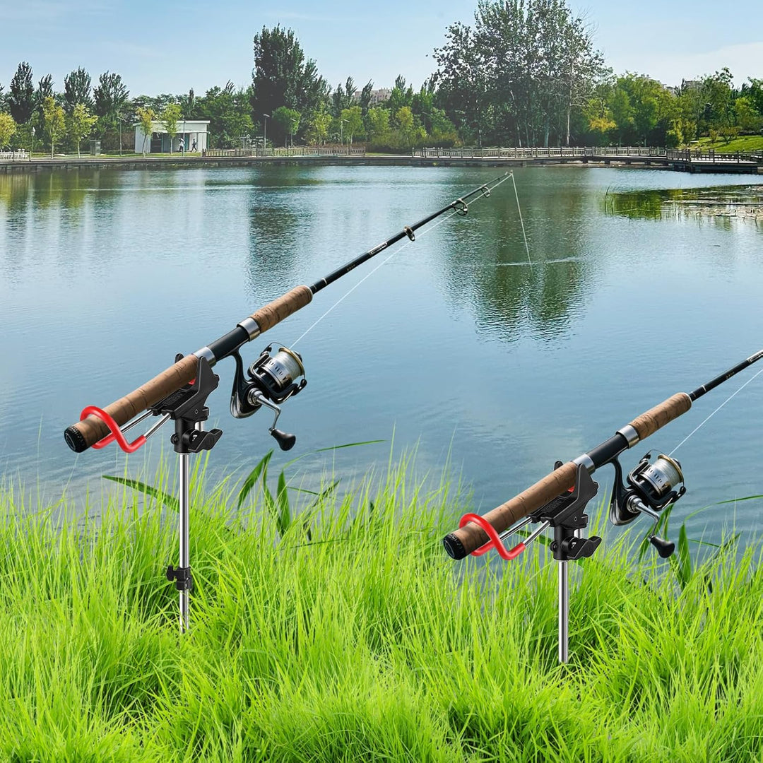 Leeko Rutenhalter, Angelrute Halter 2 Stück Edelstahl Universal Ruten Ständer 360°Verstellbar Angelr