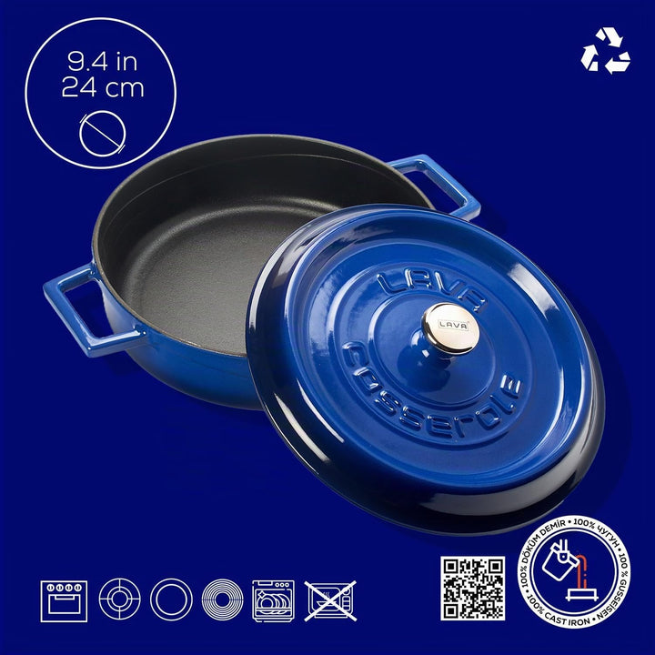 Lava Mehrzweck-Schmortopf aus Gusseisen, 2,9 l 2 1/2 Quart kobaltblau, kobaltblau