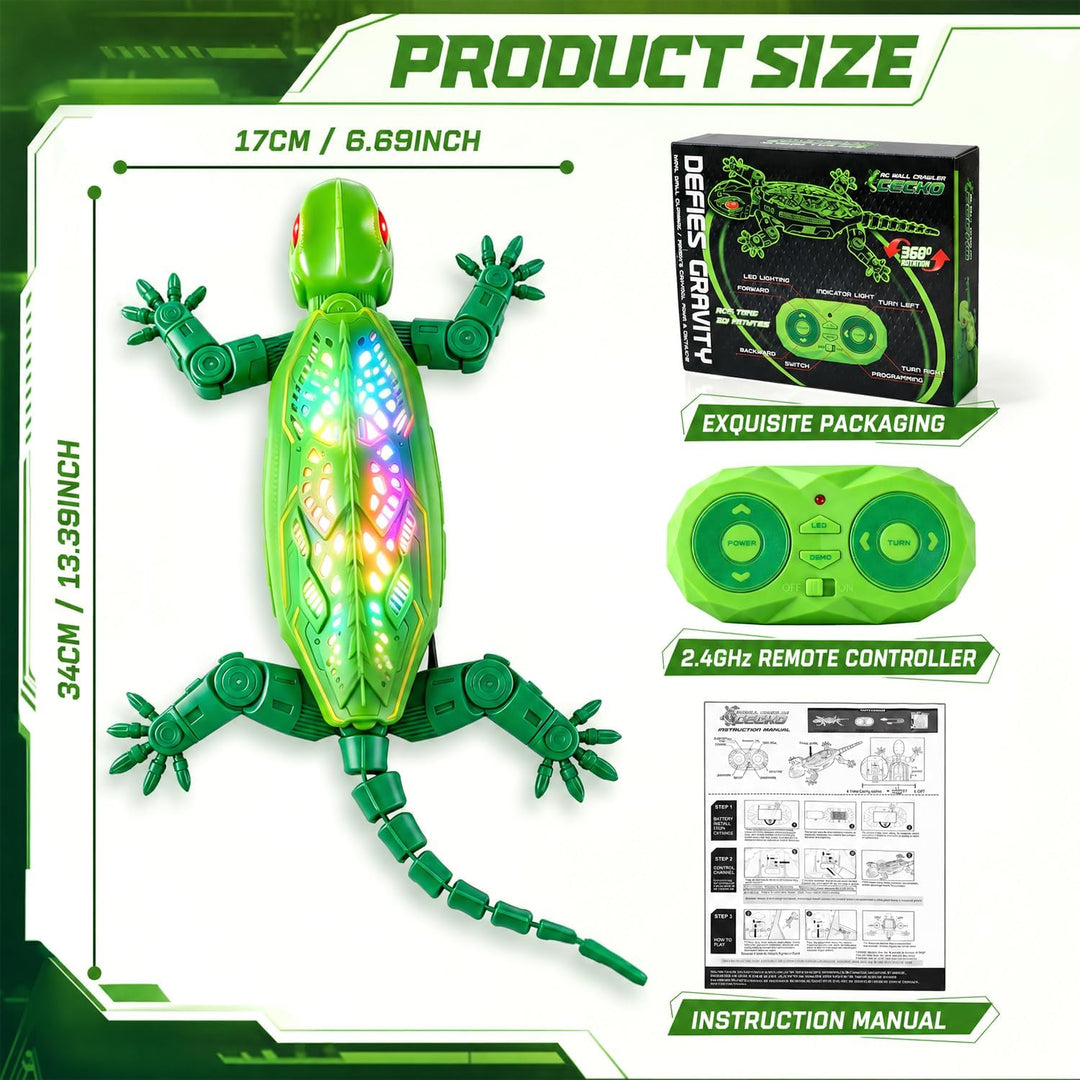 FOTSHARER Green Wall Crawler Gecko, wiederaufladbare ferngesteuerte Eidechse mit realistischer bioni
