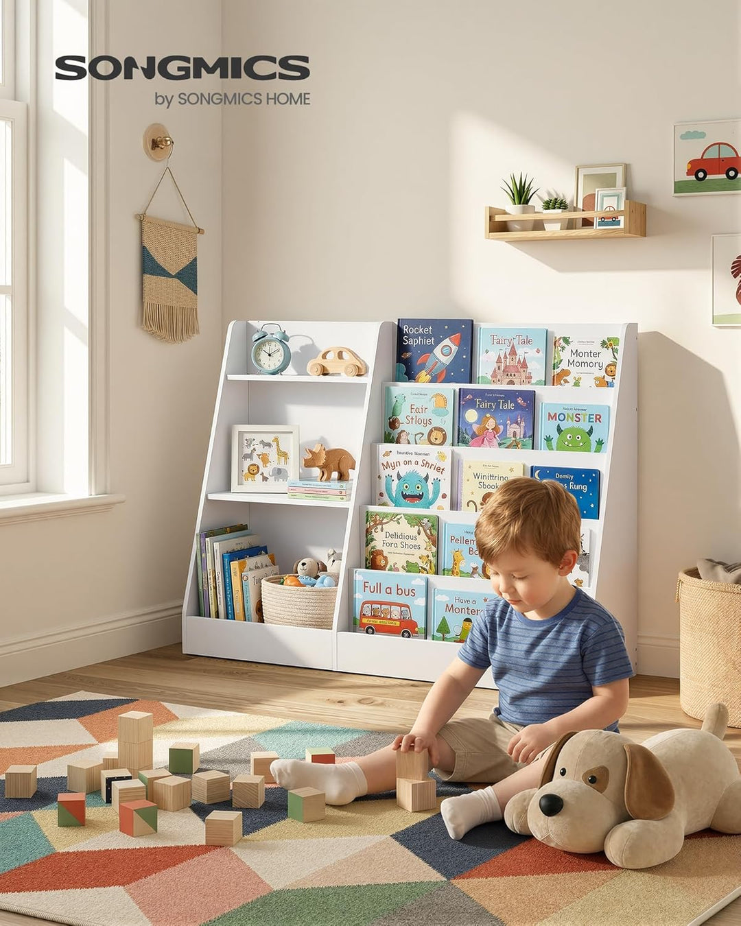 SONGMICS Bücherregal Kinder, Spielzeugregal, Kinderregal, Montessori Regal mit 5 Ebenen, Kinderzimme