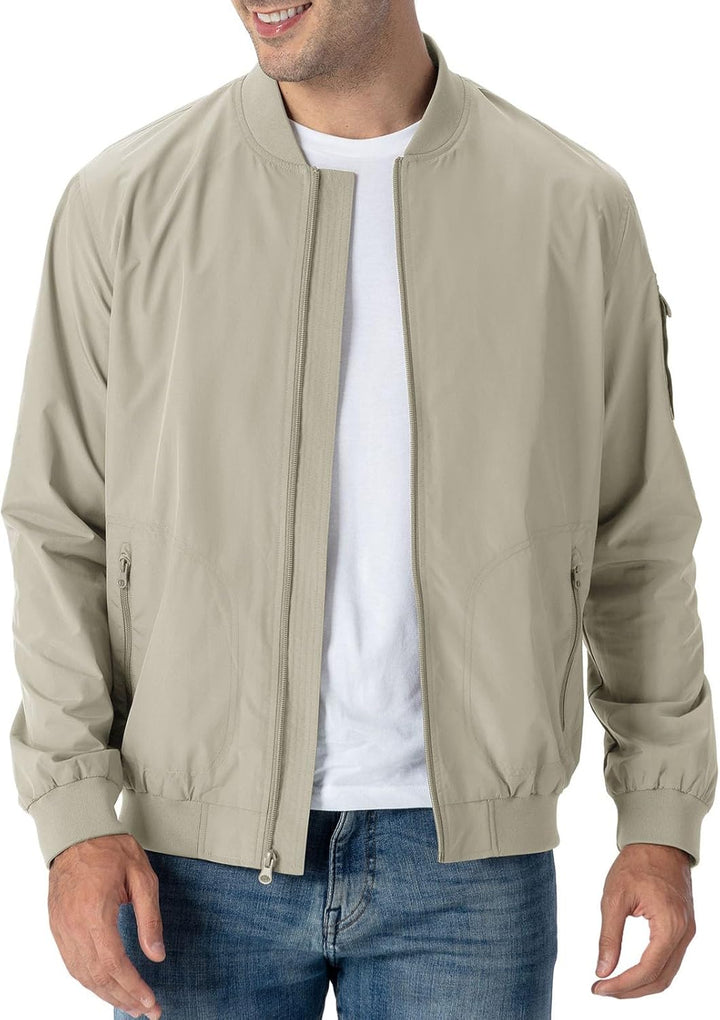 Herren Jacken Leichte Windbreaker Übergangsjacke Bomberjacke Frühling Herbst Fliegerjacke Stehkragen