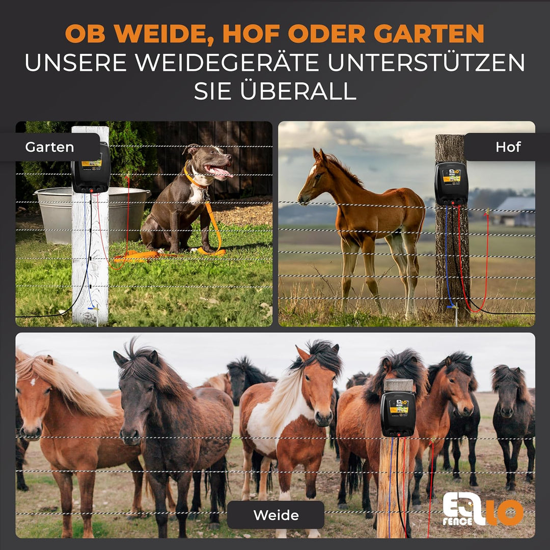 Ellofence Weidezaungerät/Elektrozaungerät M500-5 Joule - Für Rinder, Kühe, Pferde, Schafe, Wildschwe