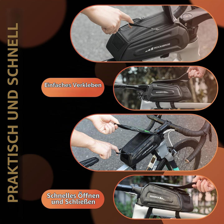ROCKBROS Fahrradtasche Rahmentasche Wasserdicht Handytasche Touchscreen Lenkertasche für Smartphone