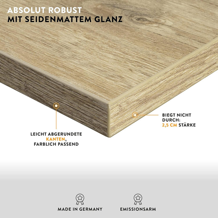 boho office® Schreibtischplatte, Tischplatte – 120 x 80 x 2,5 cm in Wildeiche Premium-Dekor mit hohe