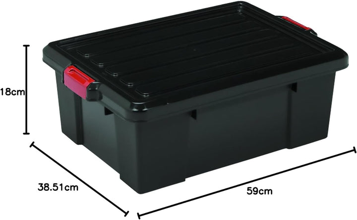 Iris Ohyama, 3er-Set, Aufbewahrungsbox, DIY, 25 L, mit Clips, stapelbar, Garage - Power Box SK-230 -