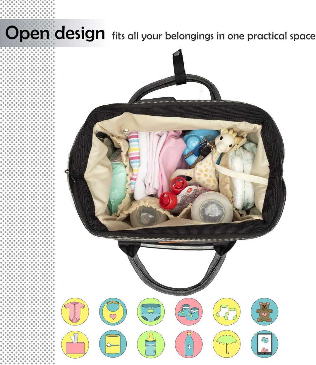 Baby Wickelrucksack, Babytasche für Reise, Wickeltasche Grosse Kapazität, Multifach Reise Rucksack W