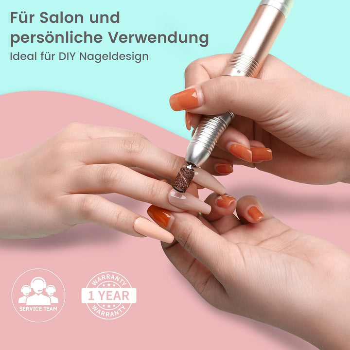 Nagelfräser, 6 in 1 Wiederaufladbare Elektrische Nagelfeile 35000 U/Min für Gelnägel, Einstellbarer