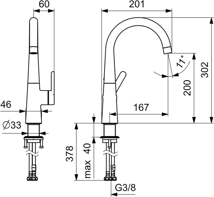 Hansa HANSADESIGNO Style Waschtischarmatur, Ausladung 167mm, ohne Ablaufgarnitur, 51492293