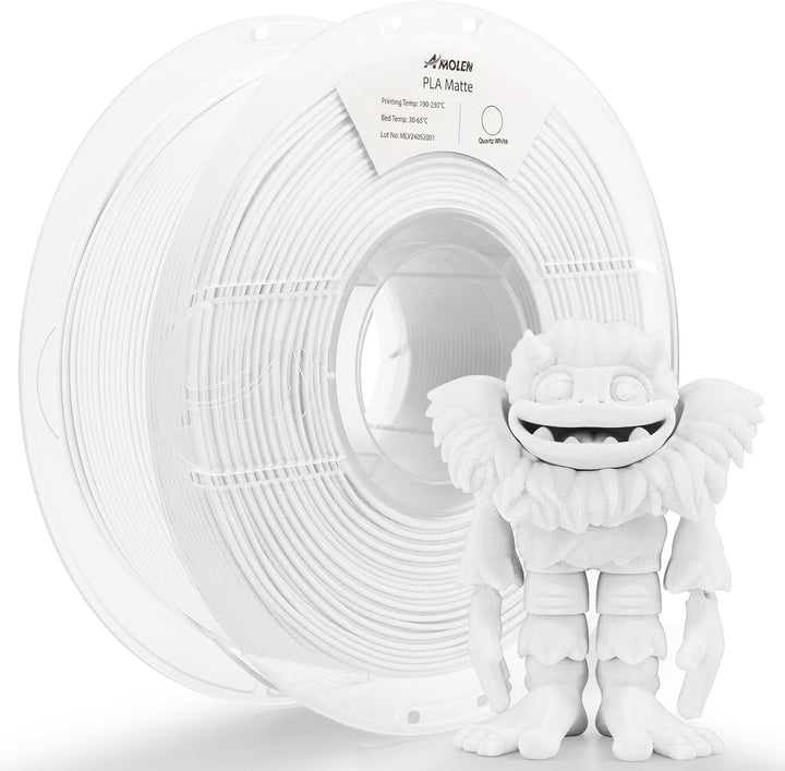 AMOLEN Matte PLA 3D Drucker Filament, Matte PLA Filament 1,75 mm Masshaltigkeit +/- 0,02 mm, 1kg Spo