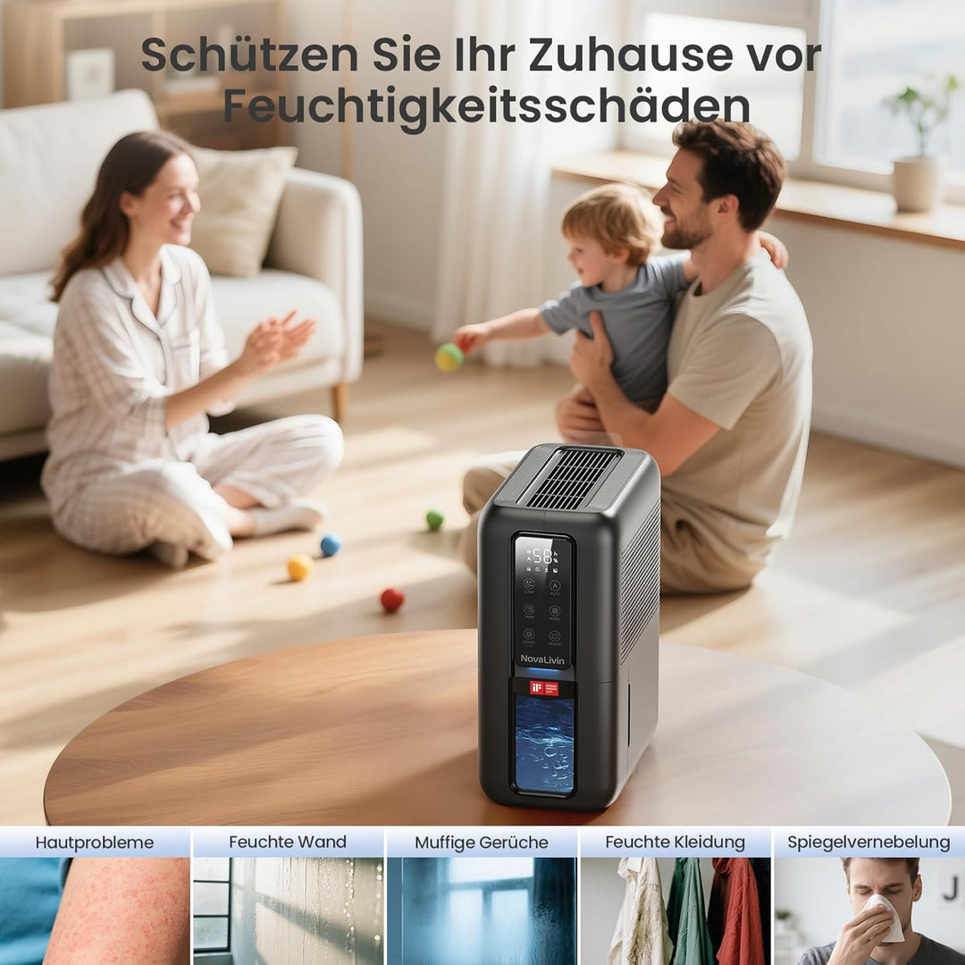 Raumentfeuchter Luftentfeuchter mit 2L Wassertank und Feuchtigkeitsabsorber, Automatische Abschaltun