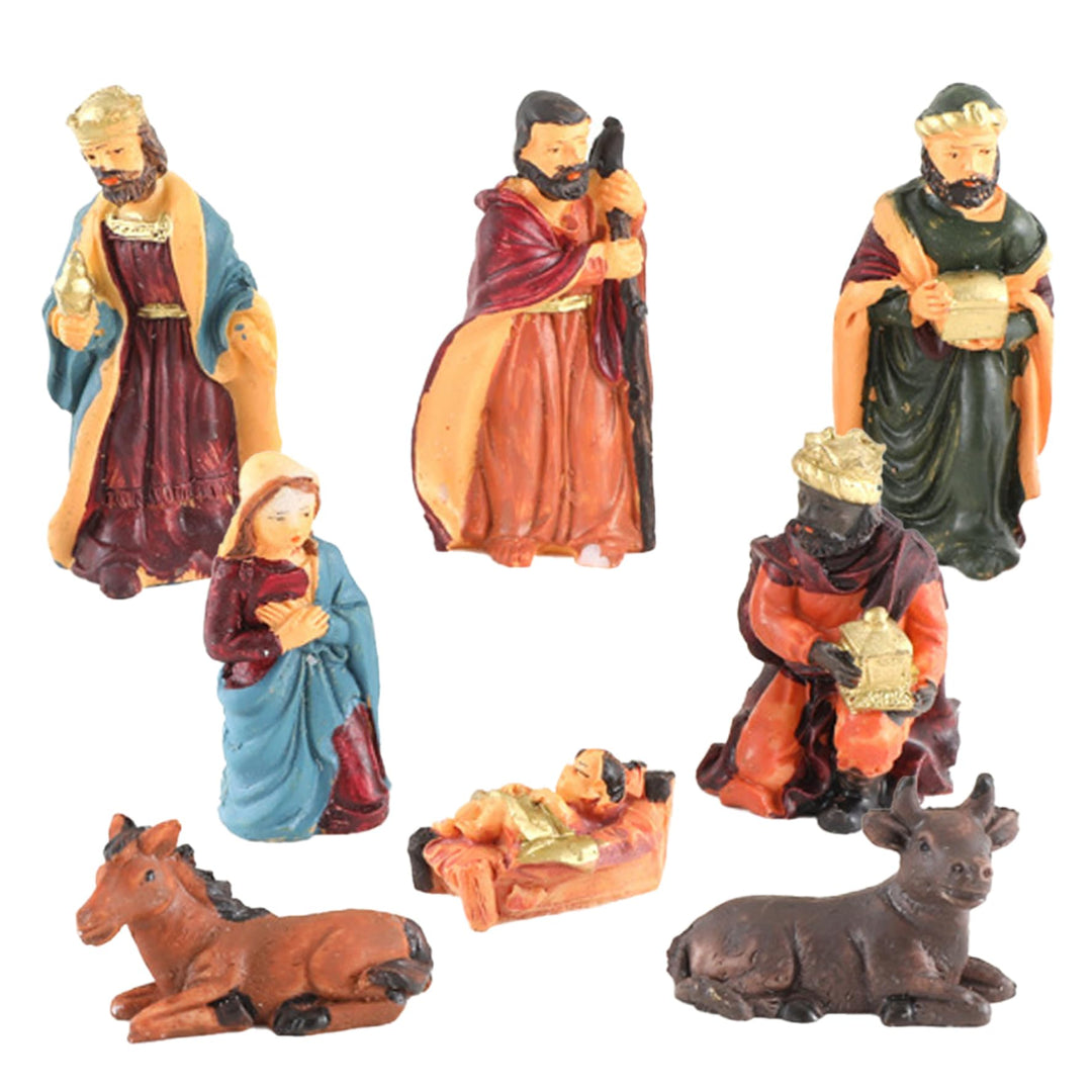 8pcs/festgelegte Weihnachtskrippe Sets Harzgeborene Set mit Jesuskind und Tieren realistische Krippe