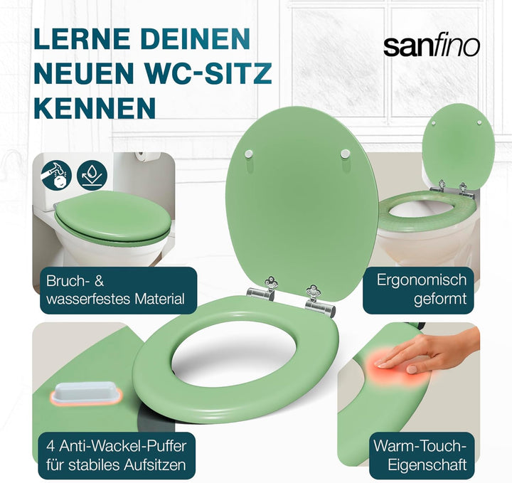Premium WC Sitz mit Absenkautomatik – hochwertige Toilettendeckel aus Holz, viele bunte Motive, hohe