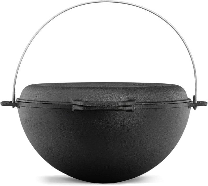 4BIG.fun Gusseisen Kazan 10 L Schwenktopf Kasan mit Deckel-Bratpfanne Wokpfanne Grill Cast Iron Camp