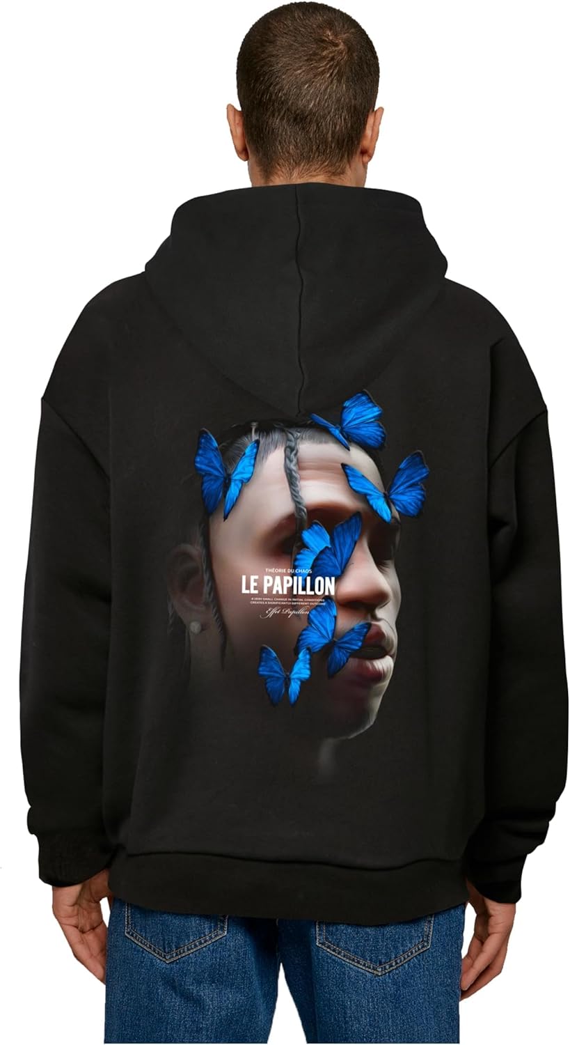 Mister Tee Herren Le Papillon Heavy Oversize Hoody XS Schwarz, XS Schwarz
