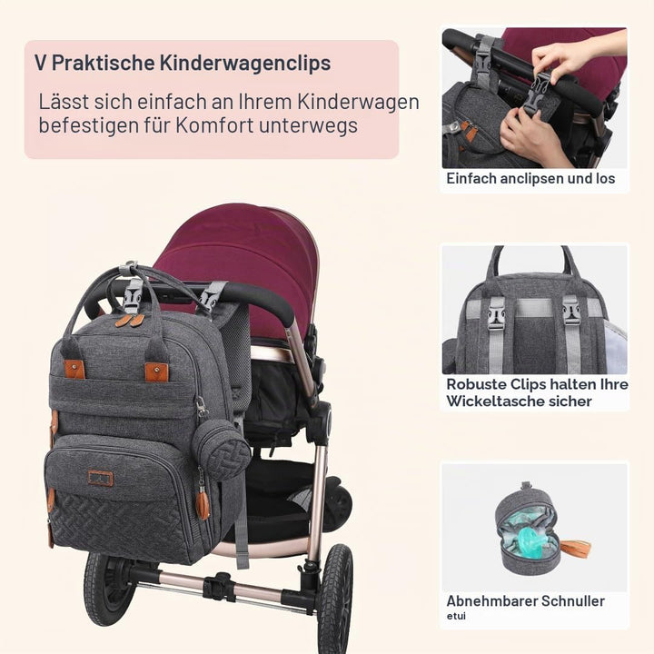 BabbleRoo Baby Wickeltasche/Rucksack, Wickelrucksack lässige Wickeltaschen, Multifunktional Grosse K