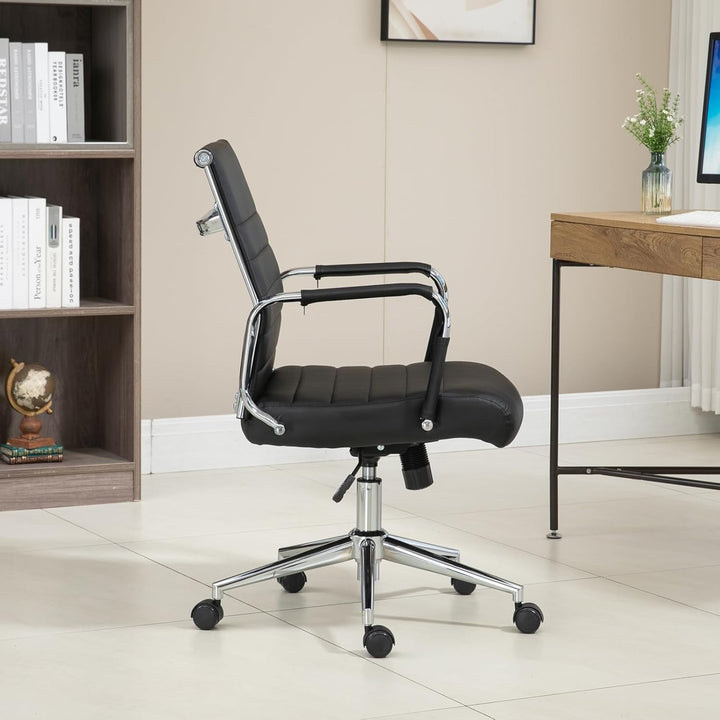 SVITA Office Comfort Bürostuhl Schreibtischstuhl Drehstuhl Chefsessel Kunstleder Schwarz Schwarz Kun