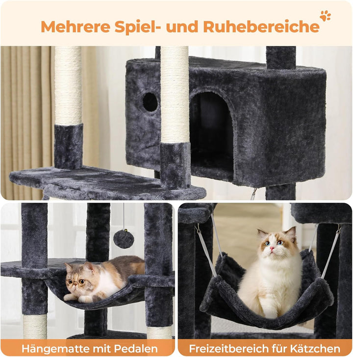 MSmask Kratzbaum gross, 194 cm hoch Katzenbaum XXL mit 3 Grossen Plattformen, 2 Höhlen, Sisalstämme,