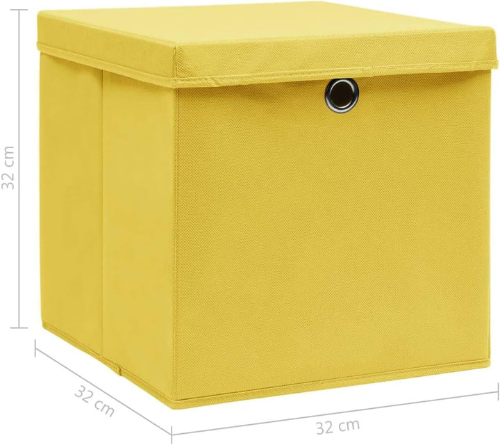 WIFESE 4 Stück Aufbewahrungsbox Mit Deckel 32X32X32 cm Faltbox Mit Fingerloch Storage Boxes Faltbare