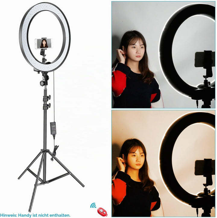 NEEWER 18-Zoll SMD LED Ringlicht dimmbares Beleuchtungsset mit78.7"Lichtständer Filter und Blitzschu