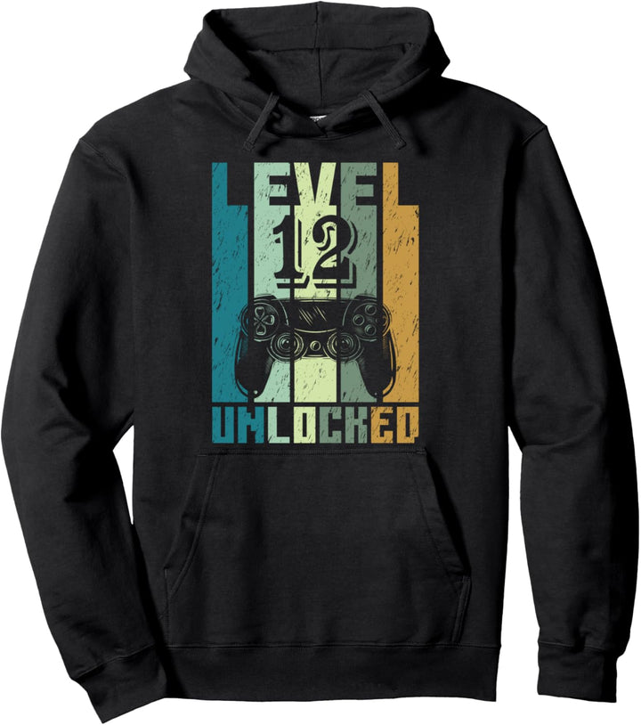 12. Geburtstag Gamer Zocker Geschenk Level 12 Unlocked Pullover Hoodie
