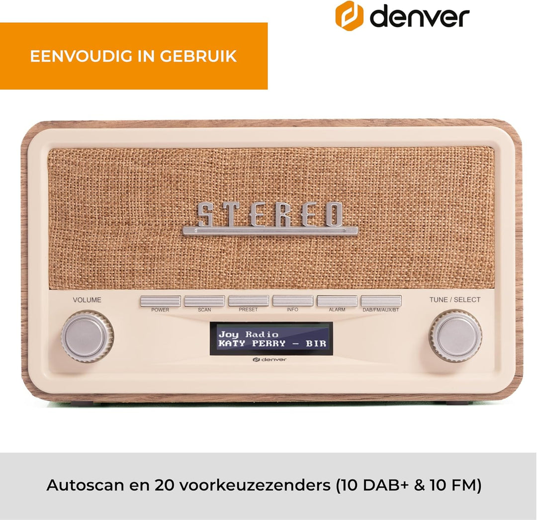 Denver Retro-Bluetooth-Radio, DAB-18 WH, Sport, Mehrfarbig (Mehrfarbig), Einheitsgrösse