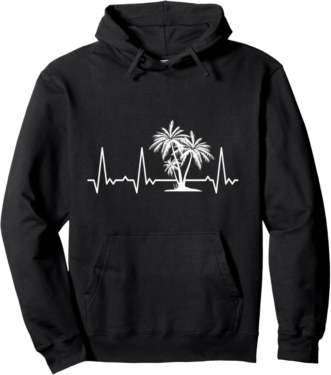Herzschlag Palmen Pullover Hoodie