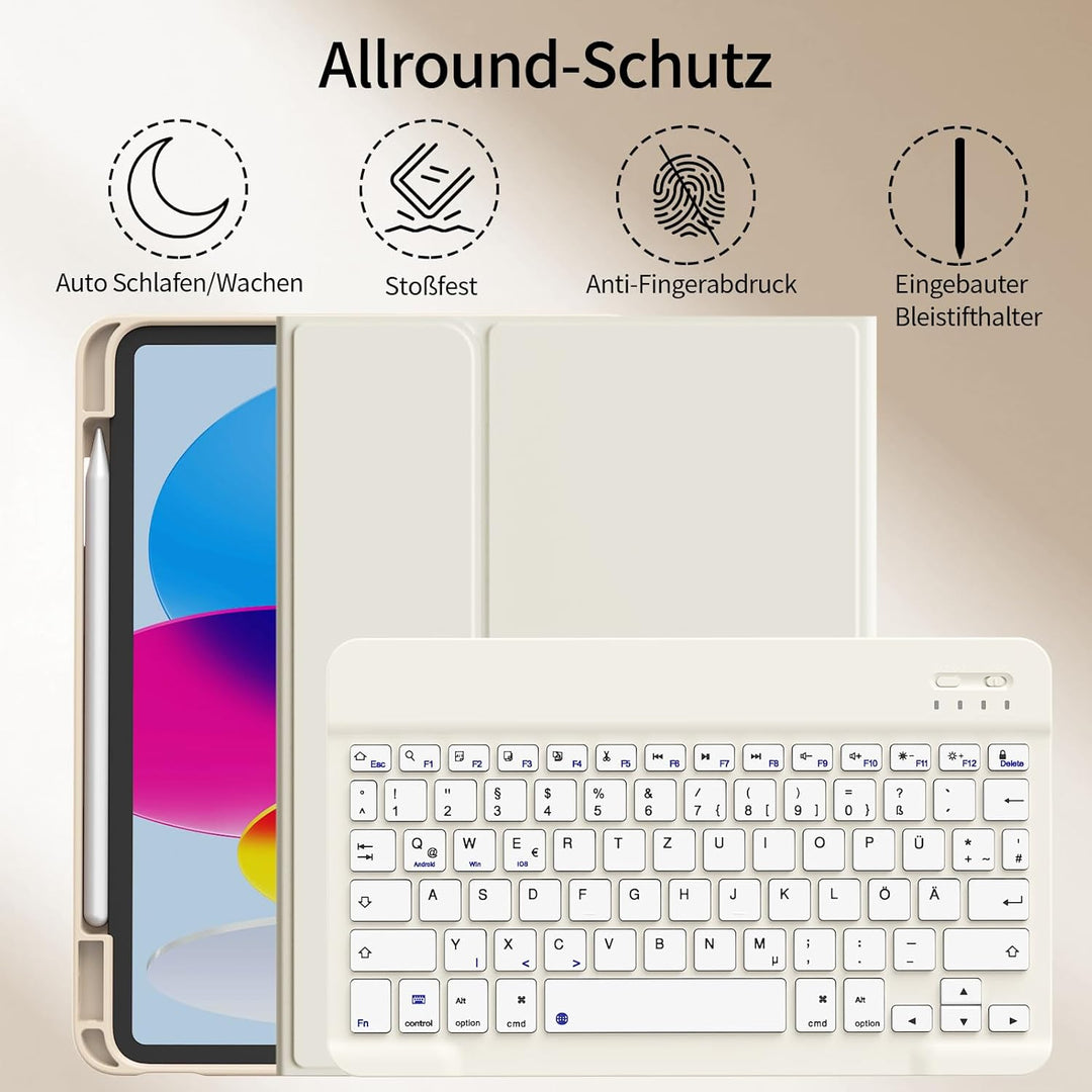 Hülle mit Tastatur für iPad A16 11. Generation 2025, iPad 10. Generation 2022 10,9 Zoll, Abnehmbarer