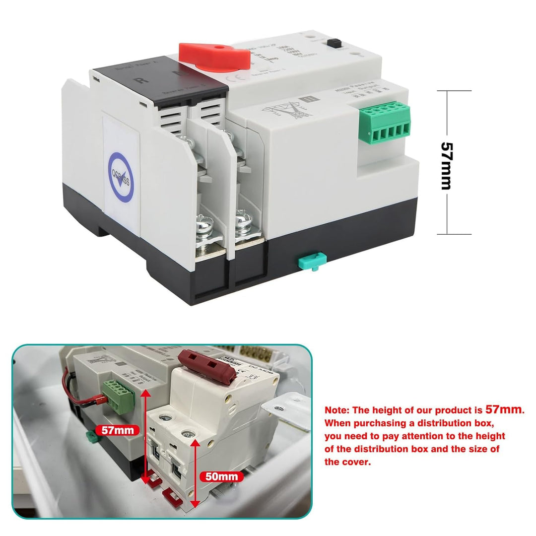 DEWIN Automatischer Transferschalter, 2P Dual Power Automatischer Transferschalter Ununterbrochener