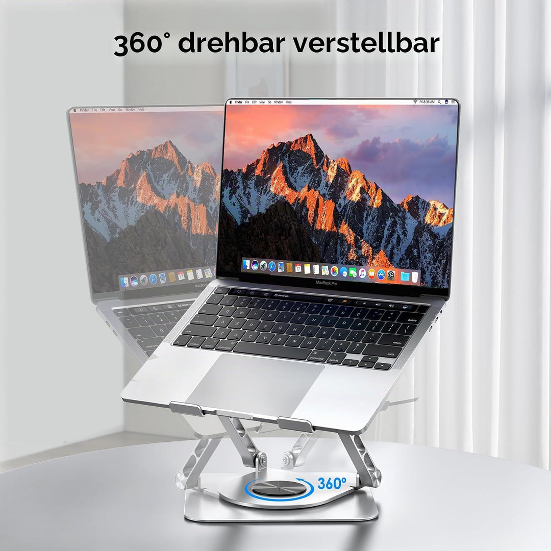 Lucrave Laptop Ständer für den Schreibtisch, 360 drehbarer, Verstellbarer Computerständer, Faltbarer