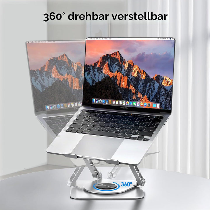Lucrave Laptop Ständer für den Schreibtisch, 360 drehbarer, Verstellbarer Computerständer, Faltbarer