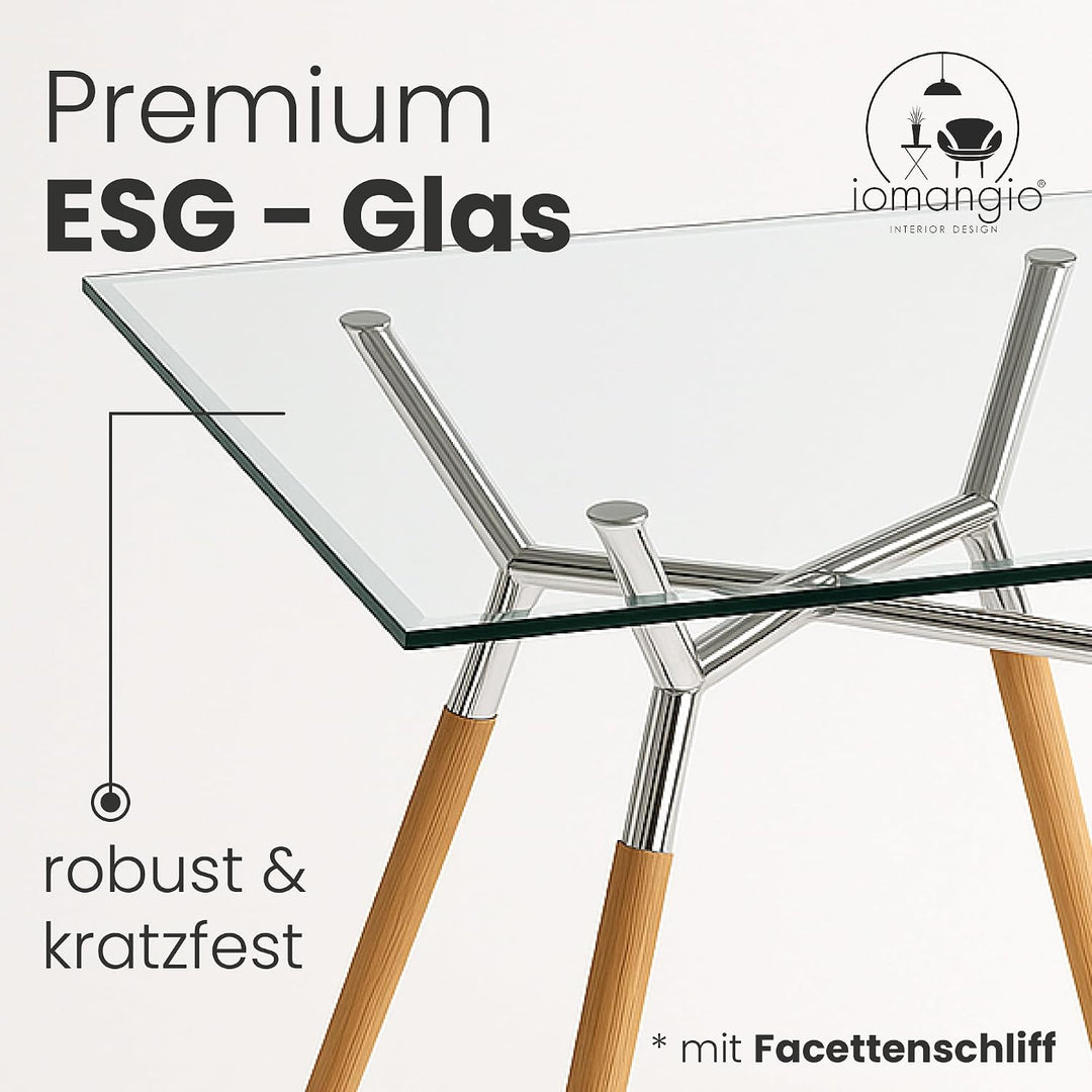 iomangio® Glasplatte Eckig 70 x 70cm Schwarz - Glasscheibe aus gehärtetem ESG Glas 6mm Dick – Tischp