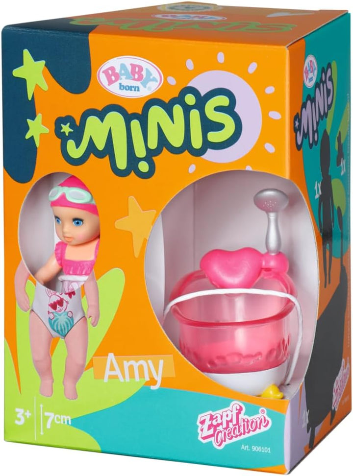 BABY Born, Puppenfahrzeug, aufklappbarer Wohnwagen &amp; Minis Badewannen-Spielset mit Minis-Puppe Amy u