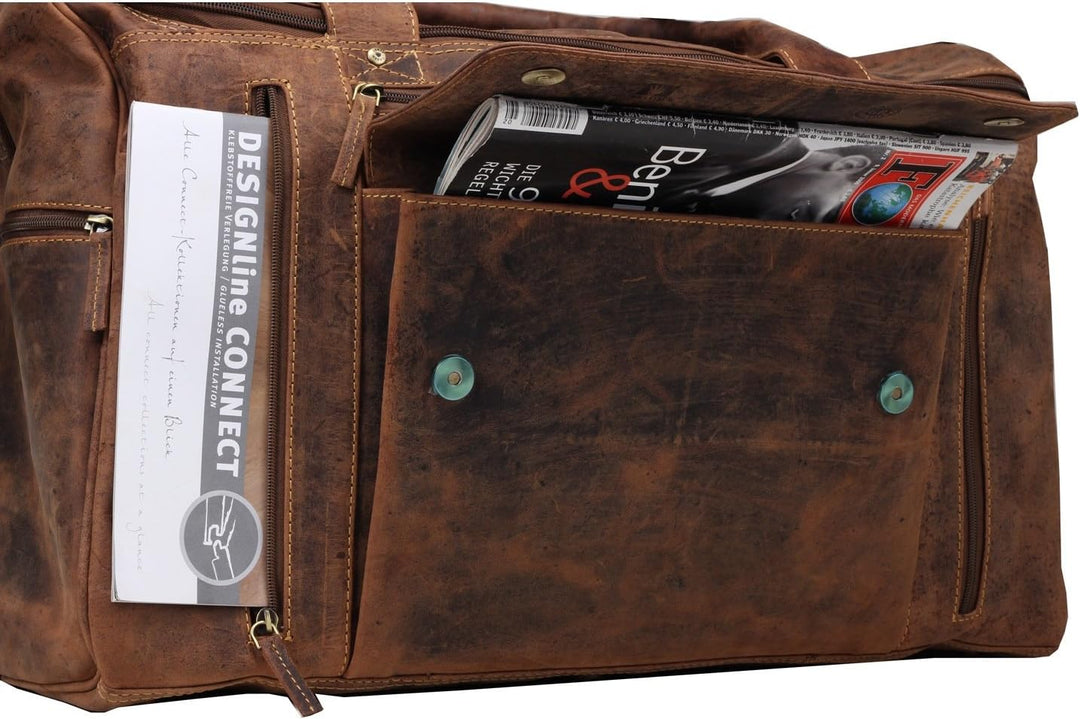 GreenBurry Reisetasche Large 53 x 36 x 26 cm Rind-Leder Sport-Tasche Weekender 1736