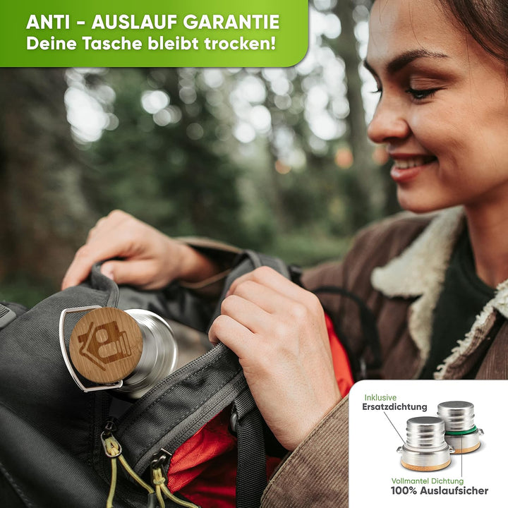 Blockhütte Edelstahl Trinkflasche 750ml I Wasserflasche Kohlensäure geeignet I Auslaufsicher, BPA-Fr