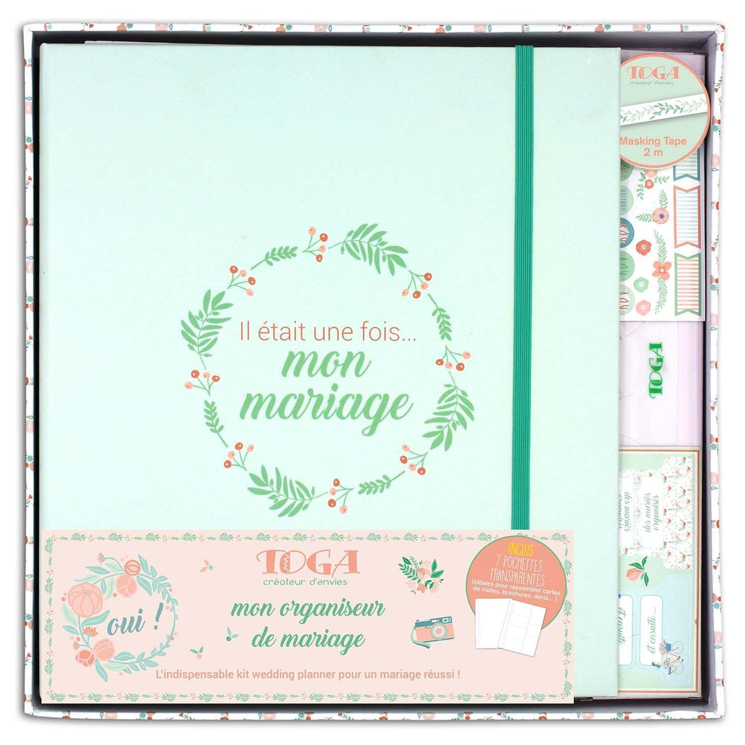 DRAEGER PARIS 1886 KT81 Mariage Fleuri Schreibwaren-Set, Mein Hochzeits-Organizer, Papier, Grün/Lach