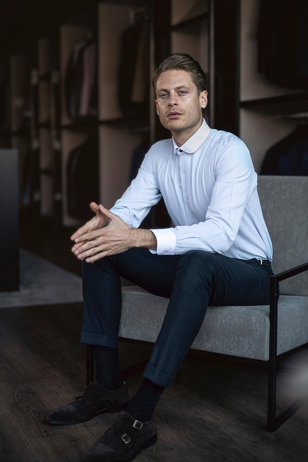 Jack Martin London Hemd mit Rundkragen für Herren | Slim-Fit-Businesshemden & Freizeithemden mit Run